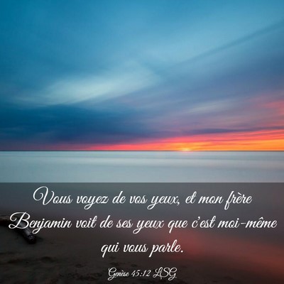 Picture 03 - Genèse 45:12 LSG - Vous voyez de vos yeux, et mon frère Benjamin - Bible Verse Picture