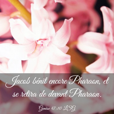 Picture 03 - Genèse 47:10 LSG - Jacob bénit encore Pharaon, et se retira de - Bible Verse Picture