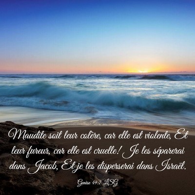 Picture 03 - Genèse 49:7 LSG - Maudite soit leur colère, car elle est violente, - Bible Verse Picture