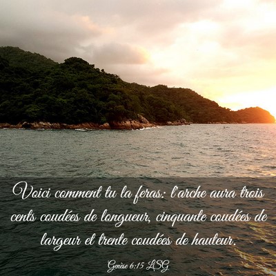 Picture 03 - Genèse 6:15 LSG - Voici comment tu la feras: l'arche aura trois - Bible Verse Picture