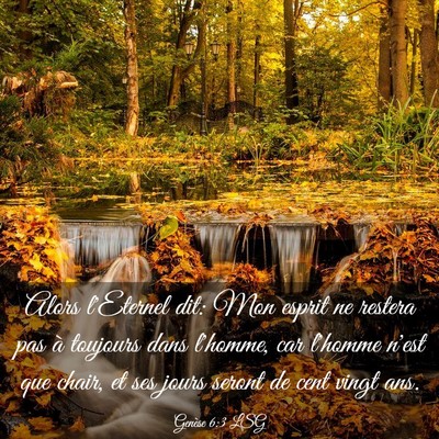 Picture 03 - Genèse 6:3 LSG - Alors l'Eternel dit: Mon esprit ne restera pas à - Bible Verse Picture