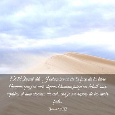 Picture 03 - Genèse 6:7 LSG - Et l'Eternel dit: J'exterminerai de la face de la - Bible Verse Picture