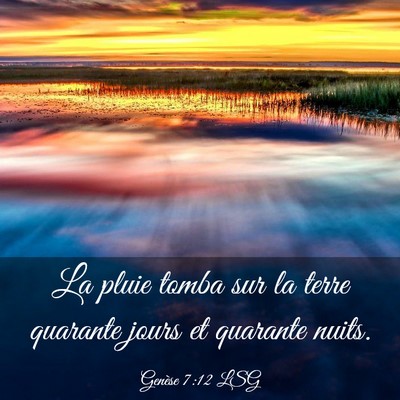 Picture 03 - Genèse 7:12 LSG - La pluie tomba sur la terre quarante jours et - Bible Verse Picture