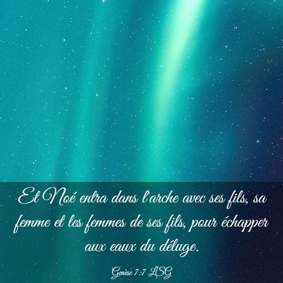 Picture 03 - Genèse 7:7 LSG - Et Noé entra dans l'arche avec ses fils, sa - Bible Verse Picture