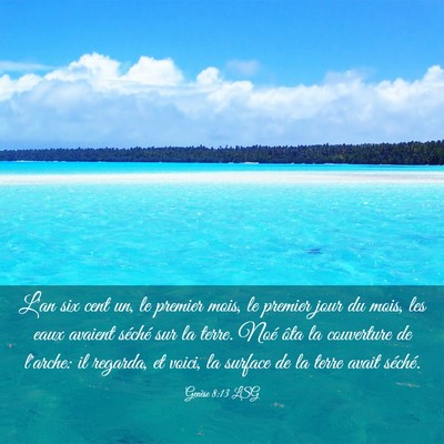 Picture 03 - Genèse 8:13 LSG - L'an six cent un, le premier mois, le premier - Bible Verse Picture