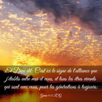 Picture 03 - Genèse 9:12 LSG - Et Dieu dit: C'est ici le signe de l'alliance que - Bible Verse Picture