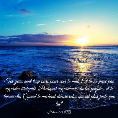 Picture 03 - Habacuc 1:13 LSG - Tes yeux sont trop purs pour voir le mal, Et tu - Bible Verse Picture