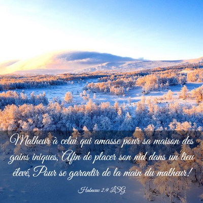 Picture 03 - Habacuc 2:9 LSG - Malheur à celui qui amasse pour sa maison des - Bible Verse Picture
