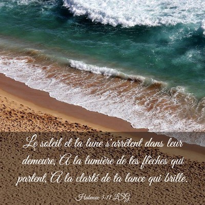 Picture 03 - Habacuc 3:11 LSG - Le soleil et la lune s'arrêtent dans leur - Bible Verse Picture
