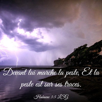 Picture 03 - Habacuc 3:5 LSG - Devant lui marche la peste, Et la peste est sur - Bible Verse Picture