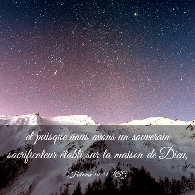 Picture 03 - Hébreux 10:21 LSG - et puisque nous avons un souverain sacrificateur - Bible Verse Picture