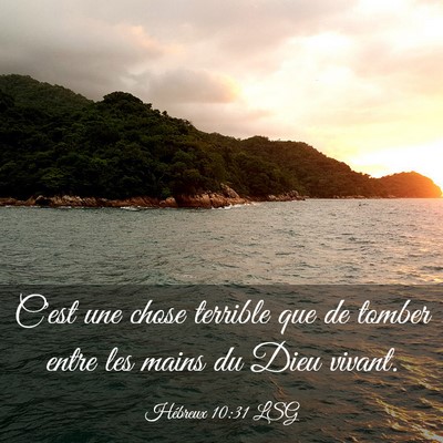 Picture 03 - Hébreux 10:31 LSG - C'est une chose terrible que de tomber entre les - Bible Verse Picture