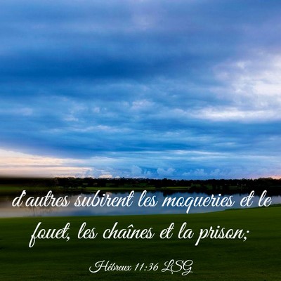Picture 03 - Hébreux 11:36 LSG - d'autres subirent les moqueries et le fouet, les - Bible Verse Picture