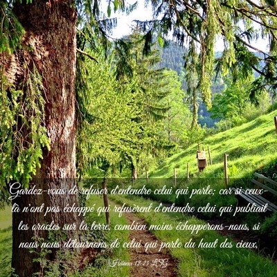 Picture 03 - Hébreux 12:25 LSG - Gardez-vous de refuser d'entendre celui qui - Bible Verse Picture