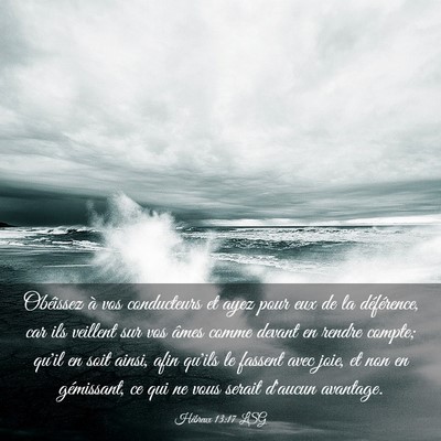 Picture 03 - Hébreux 13:17 LSG - Obéissez à vos conducteurs et ayez pour eux de - Bible Verse Picture