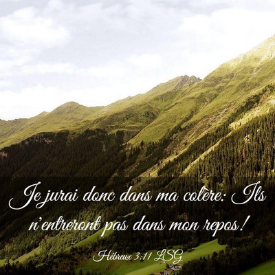 Picture 03 - Hébreux 3:11 LSG - Je jurai donc dans ma colère: Ils n'entreront - Bible Verse Picture