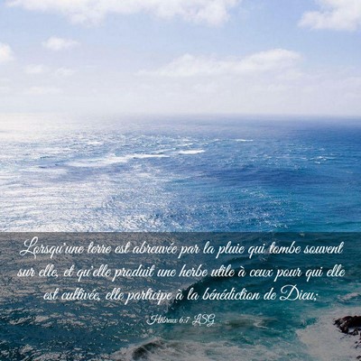 Picture 03 - Hébreux 6:7 LSG - Lorsqu'une terre est abreuvée par la pluie qui - Bible Verse Picture