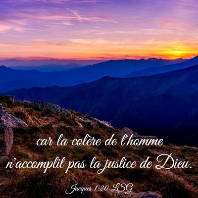 Picture 03 - Jacques 1:20 LSG - car la colère de l'homme n'accomplit pas la - Bible Verse Picture