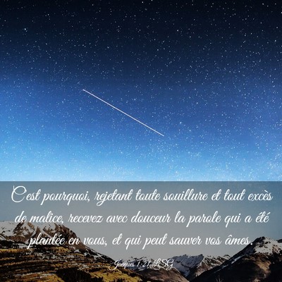 Picture 03 - Jacques 1:21 LSG - C'est pourquoi, rejetant toute souillure et tout - Bible Verse Picture