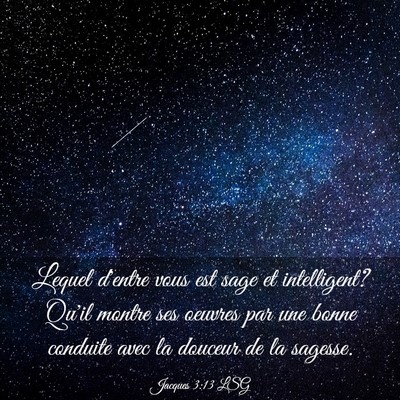 Picture 03 - Jacques 3:13 LSG - Lequel d'entre vous est sage et intelligent? - Bible Verse Picture
