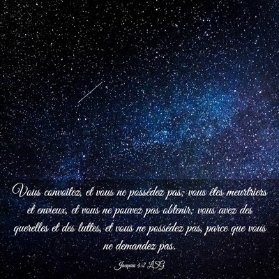 Picture 03 - Jacques 4:2 LSG - Vous convoitez, et vous ne possédez pas; vous - Bible Verse Picture