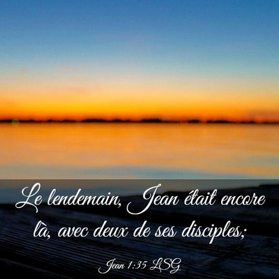 Picture 03 - Jean 1:35 LSG - Le lendemain, Jean était encore là, avec deux - Bible Verse Picture
