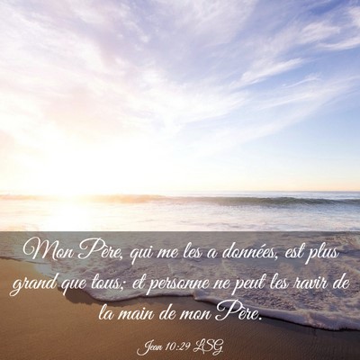 Picture 03 - Jean 10:29 LSG - Mon Père, qui me les a données, est plus grand - Bible Verse Picture