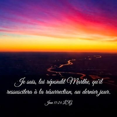 Picture 03 - Jean 11:24 LSG - Je sais, lui répondit Marthe, qu'il ressuscitera - Bible Verse Picture
