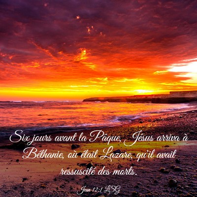Picture 03 - Jean 12:1 LSG - Six jours avant la Pâque, Jésus arriva à - Bible Verse Picture