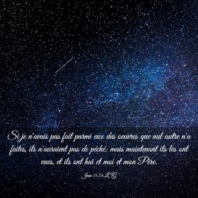 Picture 03 - Jean 15:24 LSG - Si je n'avais pas fait parmi eux des oeuvres que - Bible Verse Picture
