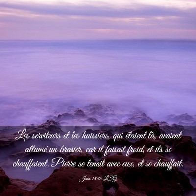 Picture 03 - Jean 18:18 LSG - Les serviteurs et les huissiers, qui étaient - Bible Verse Picture