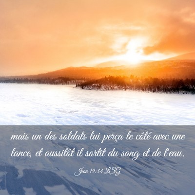 Picture 03 - Jean 19:34 LSG - mais un des soldats lui perça le côté avec une - Bible Verse Picture
