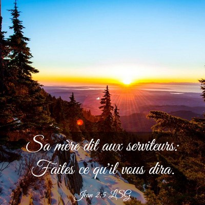 Picture 03 - Jean 2:5 LSG - Sa mère dit aux serviteurs: Faites ce qu'il vous - Bible Verse Picture