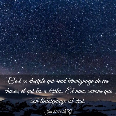 Picture 03 - Jean 21:24 LSG - C'est ce disciple qui rend témoignage de ces - Bible Verse Picture