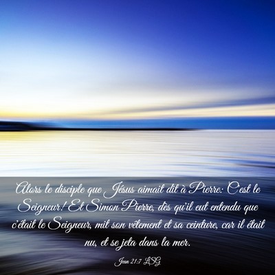 Picture 03 - Jean 21:7 LSG - Alors le disciple que Jésus aimait dit à - Bible Verse Picture