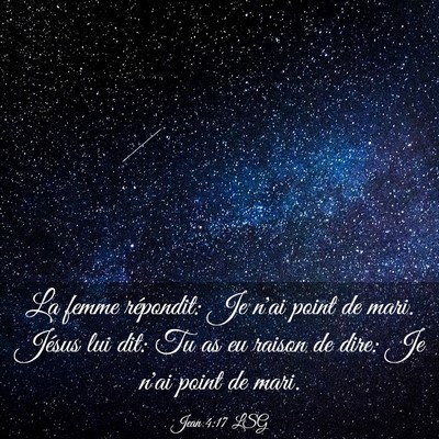 Picture 03 - Jean 4:17 LSG - La femme répondit: Je n'ai point de mari. Jésus - Bible Verse Picture