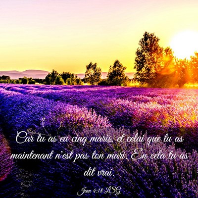 Picture 03 - Jean 4:18 LSG - Car tu as eu cinq maris, et celui que tu as - Bible Verse Picture