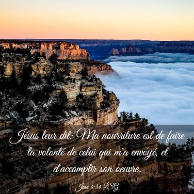 Picture 03 - Jean 4:34 LSG - Jésus leur dit: Ma nourriture est de faire la - Bible Verse Picture