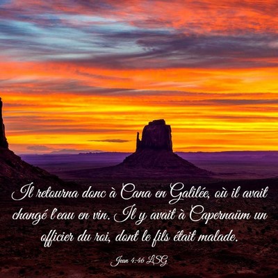 Picture 03 - Jean 4:46 LSG - Il retourna donc à Cana en Galilée, où il - Bible Verse Picture