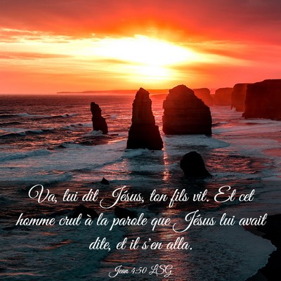 Picture 03 - Jean 4:50 LSG - Va, lui dit Jésus, ton fils vit. Et cet homme - Bible Verse Picture