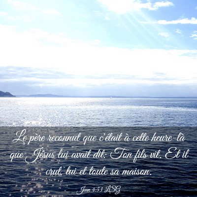 Picture 03 - Jean 4:53 LSG - Le père reconnut que c'était à cette heure-là - Bible Verse Picture