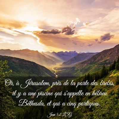 Picture 03 - Jean 5:2 LSG - Or, à Jérusalem, près de la porte des brebis, - Bible Verse Picture
