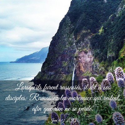 Picture 03 - Jean 6:12 LSG - Lorsqu'ils furent rassasiés, il dit à ses - Bible Verse Picture