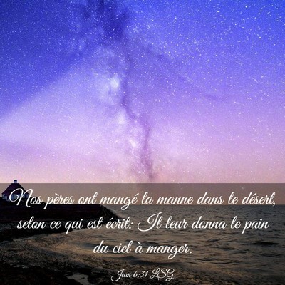 Picture 03 - Jean 6:31 LSG - Nos pères ont mangé la manne dans le désert, - Bible Verse Picture