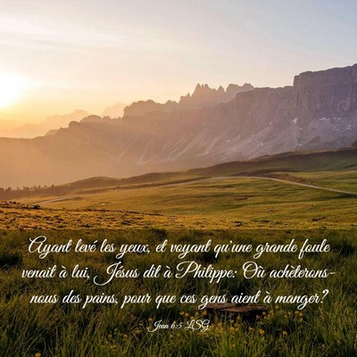 Picture 03 - Jean 6:5 LSG - Ayant levé les yeux, et voyant qu'une grande - Bible Verse Picture