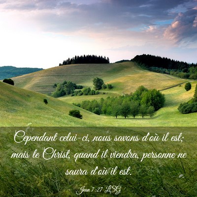 Picture 03 - Jean 7:27 LSG - Cependant celui-ci, nous savons d'où il est; - Bible Verse Picture