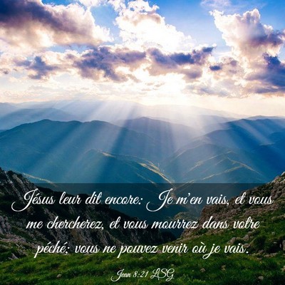 Picture 03 - Jean 8:21 LSG - Jésus leur dit encore: Je m'en vais, et vous me - Bible Verse Picture