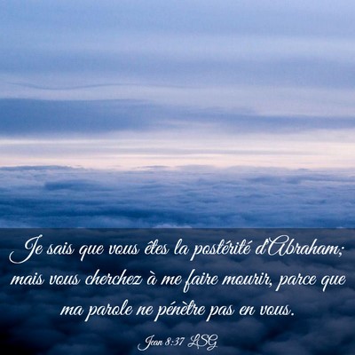 Picture 03 - Jean 8:37 LSG - Je sais que vous êtes la postérité d'Abraham; - Bible Verse Picture