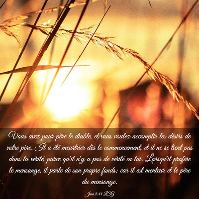 Picture 03 - Jean 8:44 LSG - Vous avez pour père le diable, et vous voulez - Bible Verse Picture