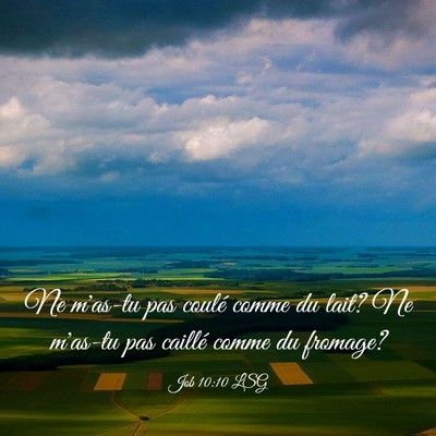 Picture 03 - Job 10:10 LSG - Ne m'as-tu pas coulé comme du lait? Ne m'as-tu - Bible Verse Picture